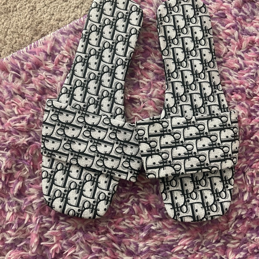 Dior Black and White Patterned Sandals